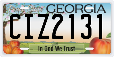 GA license plate CIZ2131