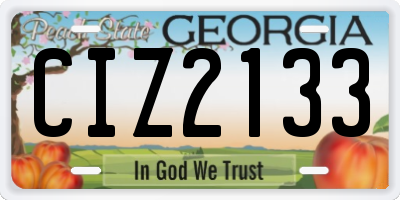 GA license plate CIZ2133