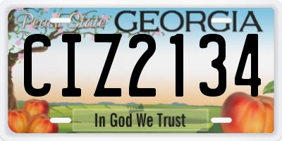 GA license plate CIZ2134