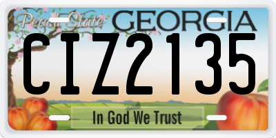 GA license plate CIZ2135