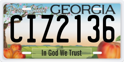 GA license plate CIZ2136