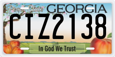 GA license plate CIZ2138