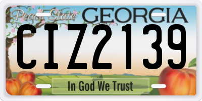 GA license plate CIZ2139