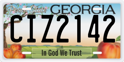 GA license plate CIZ2142