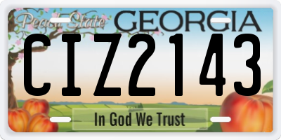 GA license plate CIZ2143