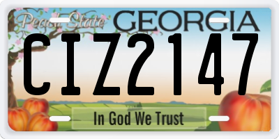 GA license plate CIZ2147