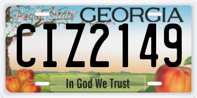 GA license plate CIZ2149
