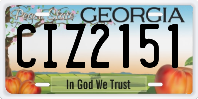 GA license plate CIZ2151