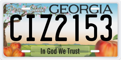 GA license plate CIZ2153