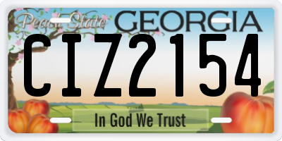 GA license plate CIZ2154