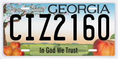 GA license plate CIZ2160