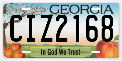 GA license plate CIZ2168