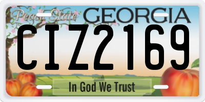 GA license plate CIZ2169