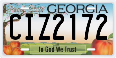 GA license plate CIZ2172