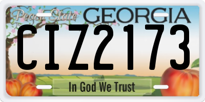 GA license plate CIZ2173