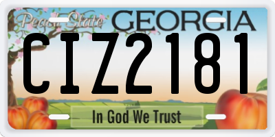 GA license plate CIZ2181