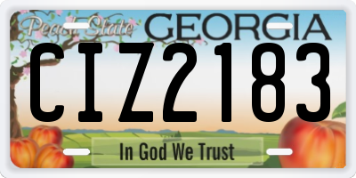 GA license plate CIZ2183