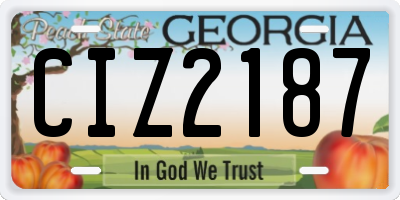 GA license plate CIZ2187