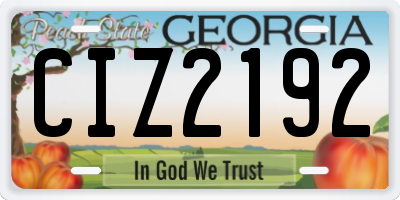 GA license plate CIZ2192