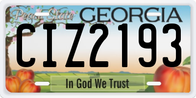 GA license plate CIZ2193