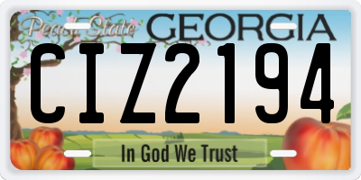 GA license plate CIZ2194