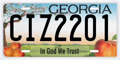 GA license plate CIZ2201