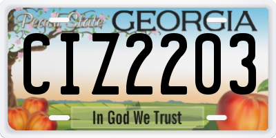 GA license plate CIZ2203