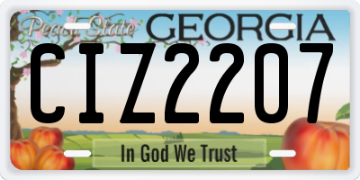 GA license plate CIZ2207