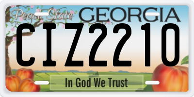 GA license plate CIZ2210