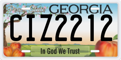 GA license plate CIZ2212