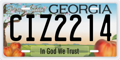 GA license plate CIZ2214