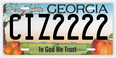 GA license plate CIZ2222