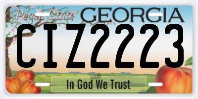 GA license plate CIZ2223
