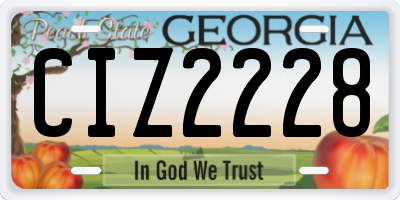 GA license plate CIZ2228