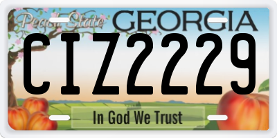 GA license plate CIZ2229