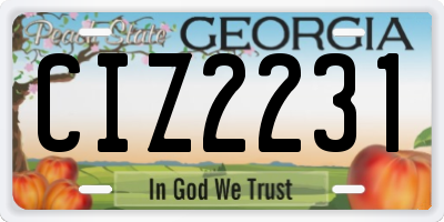 GA license plate CIZ2231