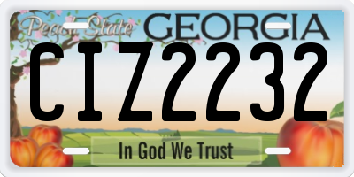 GA license plate CIZ2232