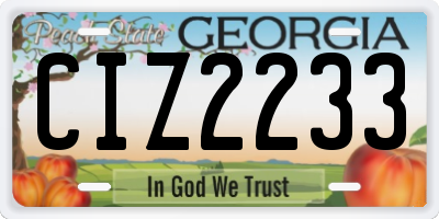 GA license plate CIZ2233