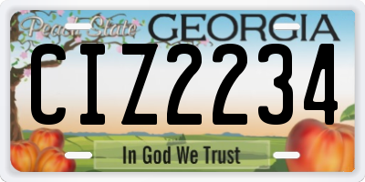 GA license plate CIZ2234