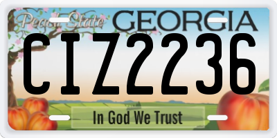 GA license plate CIZ2236
