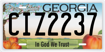 GA license plate CIZ2237