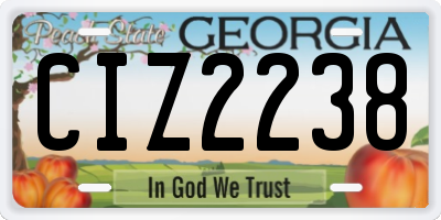 GA license plate CIZ2238