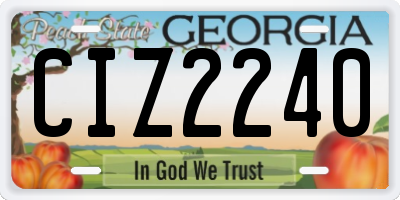 GA license plate CIZ2240
