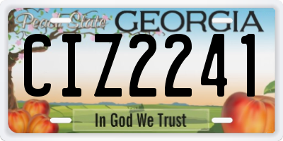 GA license plate CIZ2241