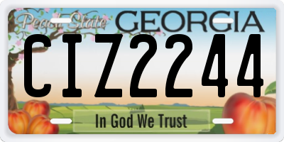 GA license plate CIZ2244