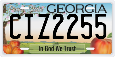 GA license plate CIZ2255
