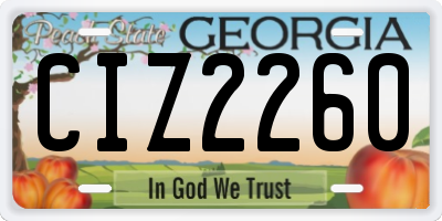 GA license plate CIZ2260