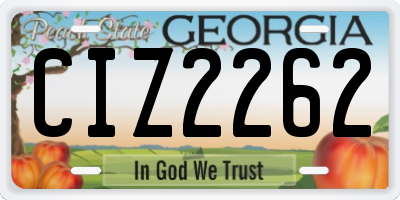 GA license plate CIZ2262