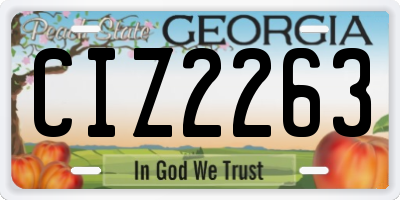 GA license plate CIZ2263