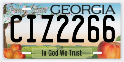 GA license plate CIZ2266